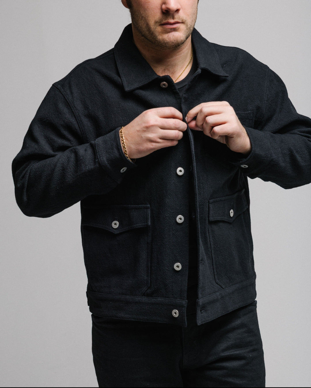 Black Textured Over Shirt