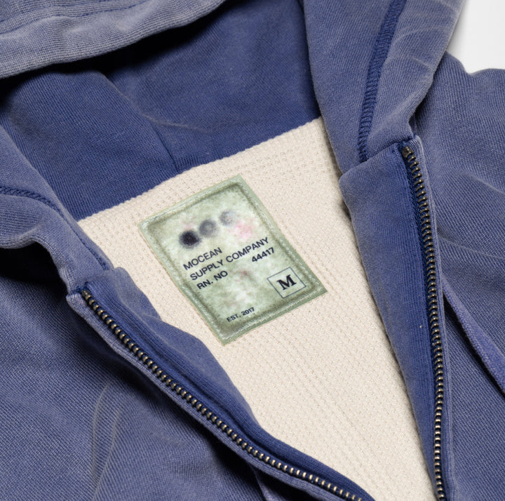 Thermal Lined Stone Washed Blue Hoodie