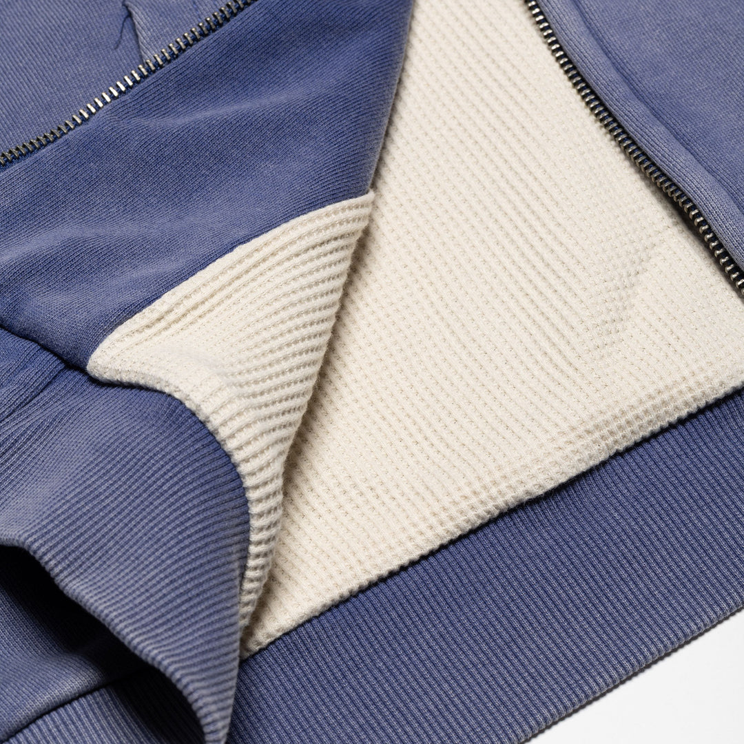 Thermal Lined Stone Washed Blue Hoodie