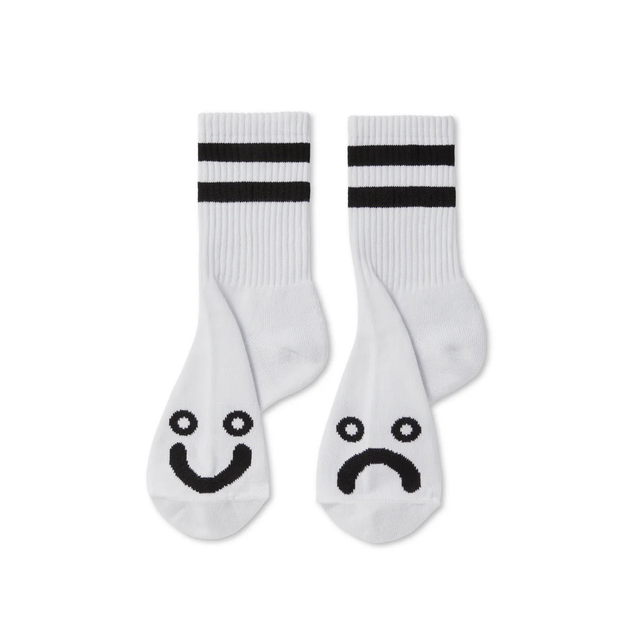 Polar Skate Co. RIB SOCKS | HAPPY SAD - WHITE