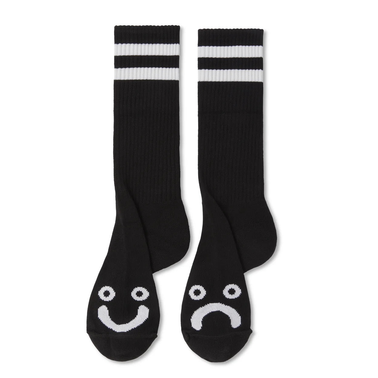 Polar Skate Co. RIB SOCKS | LONG | HAPPY SAD - BLACK