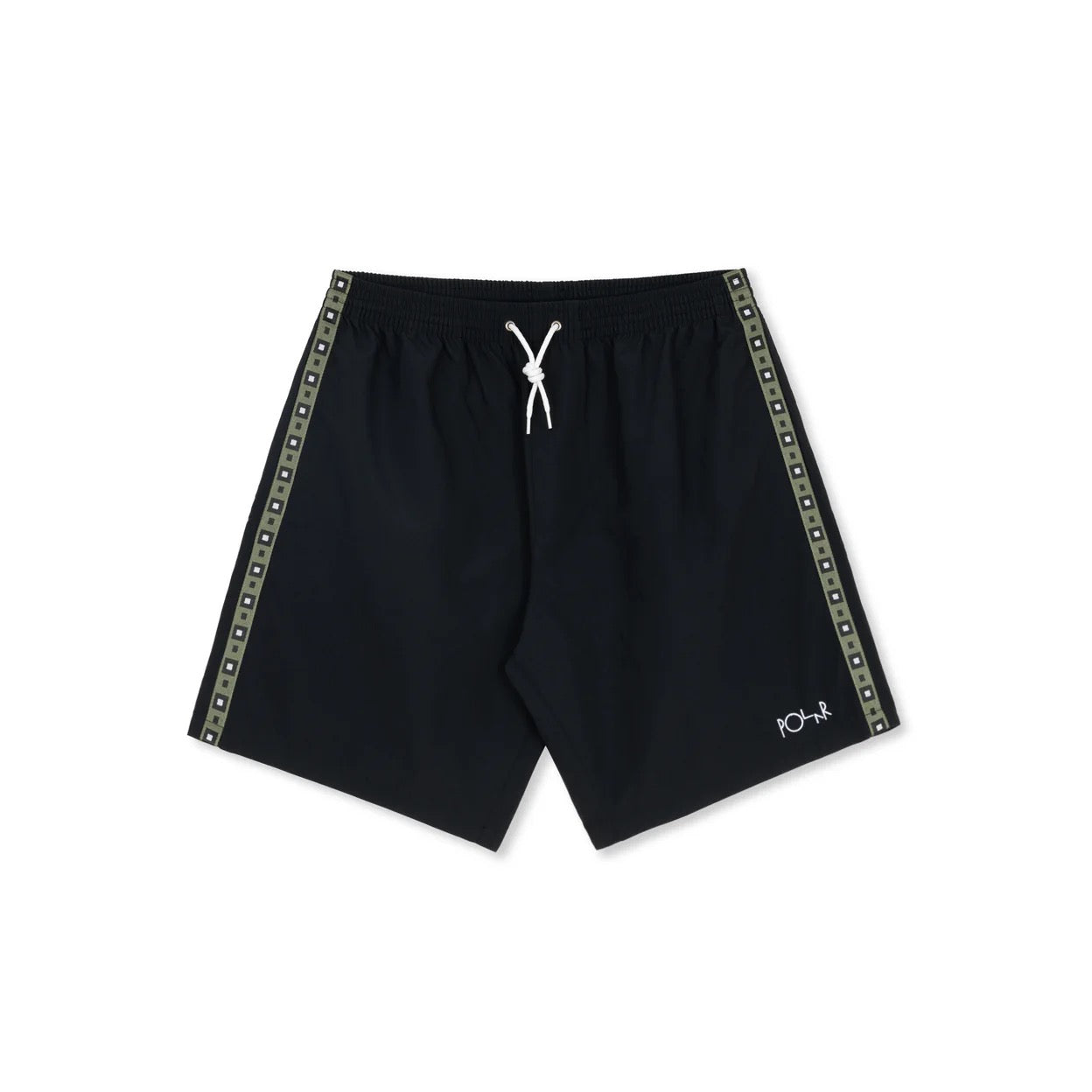 Polar Skate Co. SWIM SHORTS | SQUARE STRIPE - BLACK / JADE GREEN