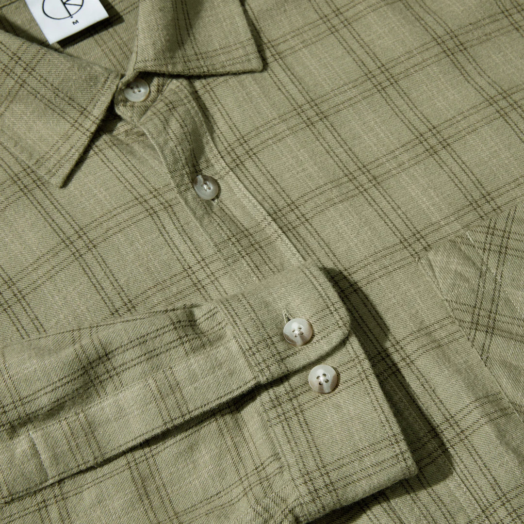 Polar Skate Co. MITCHELL LS SHIRT | FLANNEL - GREEN / BEIGE