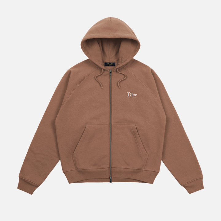 Dime Classic Small Logo Zip Hoodie Canyon Brown