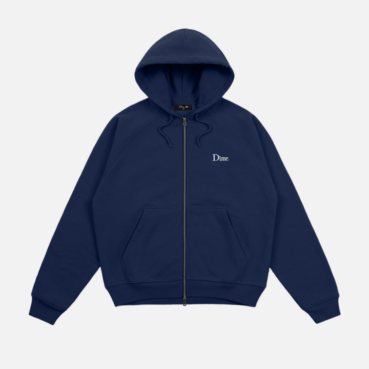 Dime Classic Small Logo Zip Hoodie Midnight Navy